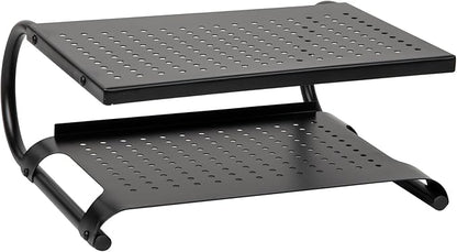 Mind Reader Monitor Stand, Ventilated Laptop Riser, Desktop Organizer, Storage, Office, Metal, 14"L x 12.5"W x 6"H, Black