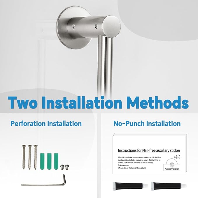 Shower Slide Bar Adjustable Handheld Shower Head Holder Wall Mount - 30inch All-Metal Shower Head Slide Bar Compatible with Bathroom Drill Free Glue Installation - Brushed