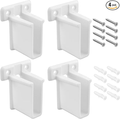 4 Pcs Wire Shelf End Bracket, White Plastic Wall Mount Closet Shelves Brackets for Shelves Closet, Comes with Fasteners