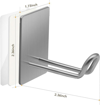 Adhesive Hooks,Stainless Steel Towel Hook,Sticky Hanger for Kitchen and Door,Bathroom Wall Hooks for Hanging Towel Robe Hat Coat Key,6Packs (Silver)