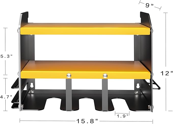 Wall Mounted Power Tool Organizer,Garage Space-Saving Tool Organizers and Storage,Metal Utility Shelf Storage Rack for Cordless Drill