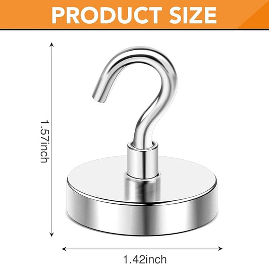 DIYMAG 6 Packs Magnetic Hooks,170 Lb Heavy Duty Neodymium Magnets for Refrigerator, Strong Cruise Ship Essentials Hook for Hanging, Magnetics Hanger for Grill