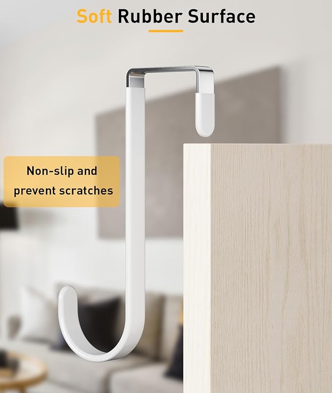 16 Pack Over The Door Hooks, Door Hanger Hook, Towel Hooks for Hanging, Towel Hanger for Bathroom, Fit 1 3/8" Door White, Dorm Room Essentials