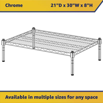 21" x 30" x 8" Chrome Wire Storage Shelf, Dunnage Rack, Commercial 1 Tier Small Shelf