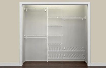 ClosetMaid 5037 5Ft. To 8Ft. Fixed Mount Closet Organizer Kit, White