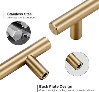 JOY DECOR 60 Pack Champagne Bronze Cabinet Pulls – 7-3/8 Inch Length, 5 Inch (128mm) Hole Center – Stainless Steel Kitchen Cabinet Handles for Drawer and Cupboard