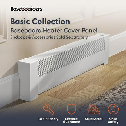 Baseboarders Basic Series 5 ft (60 in) Galvanized Steel Slip-On Baseboard Heater Cover, Rust Resistant, White, for Hydronic Hot-Water Systems