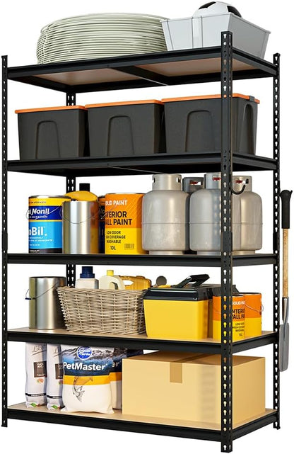 JEKOSEN Storage Shelves Garage Shelving Heavy Duty Adjustable with Particle Board,Utility Rack Shelf for Closet Pantry Basement Kitchen Warehouse,Black (48" Wx24 Dx72 H 6000Lbs)