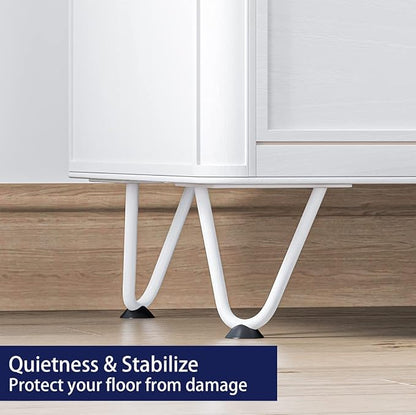 SMARTSTANDARD 4 Inch Heavy Duty Hairpin Furniture Legs, Metal Home DIY Projects for Nightstand, Coffee Table, Desk, etc with Rubber Floor Protectors White 4PCS