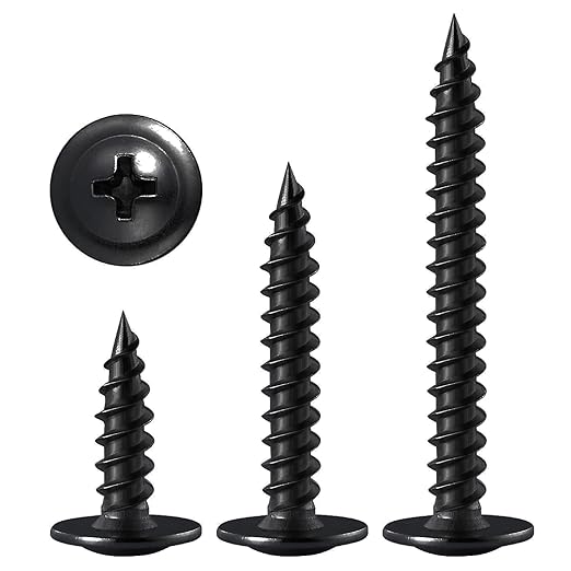 (300 pcs)#8×3/4" Black Truss Head Wood Screws Quick Metal Self Tapping Zinc Oxide