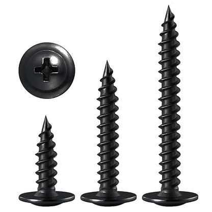 (300 pcs)#8×3/4" Black Truss Head Wood Screws Quick Metal Self Tapping Zinc Oxide