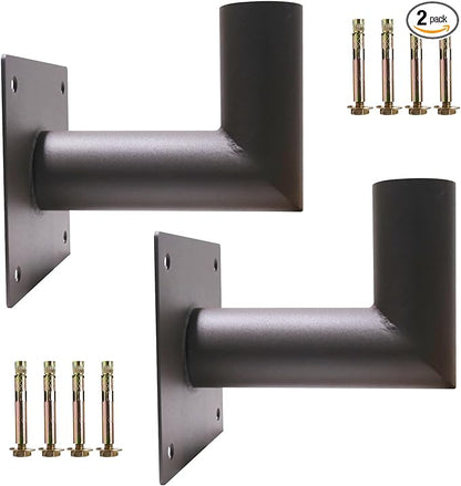 90 Degree Wall Mount Bracket with 2-3/8in OD Tenon, Tenon Adapter L Shape Wall Mounted Adapter for LED Street Lights Parking Lot Lights Post Top Light, Heavy Duty Steel, Dark Bronze, 2 Pack