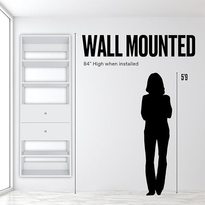 MC Modular Closets Closet Shelves Tower - Modular Closet System With Drawers (2) - Corner Closet System - Closet Organizers And Storage Shelves (White, 19.5 Inches Wide)