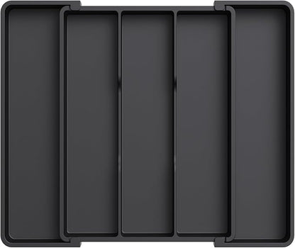 Lifewit Utensil Organizer for Kitchen Drawers, Expandable Cooking Utensil Tray, Adjustable Cutlery Silverware Flatware Holder, Plastic Spatula Tools Storage Divider, 11-18 x 14", Black
