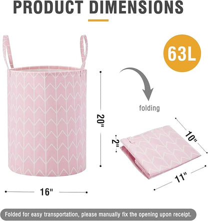Large Storage Basket for Girls and Boys, Collapsible Laundry Hamper with Long Handles, Toy Bins for Nursery, Kids Room Décor