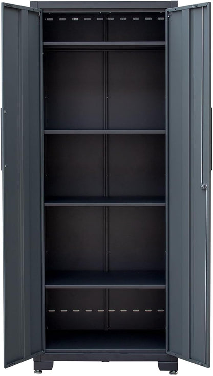 Metal Garage Storage Cabinet with 4 Adjustable Shelves and Locking Doors 75-inch Tall Tool Organizer Steel Lockers for Home, Office, Warehouse, Garage, 1Pc (Assembly Required)
