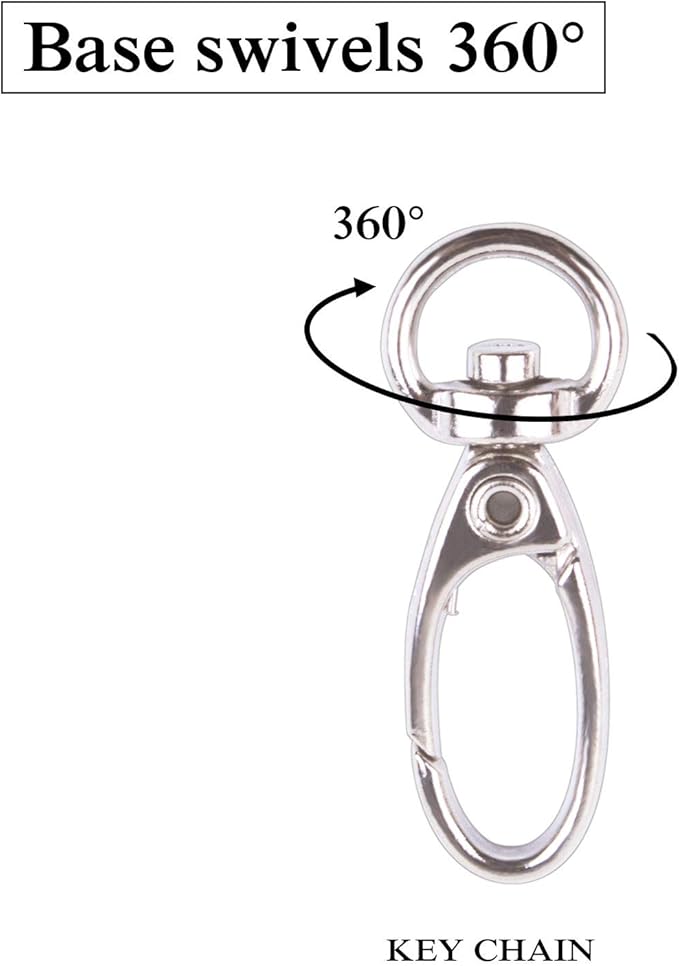 BronaGrand Pack of 50 D Swivel Trigger Clips Hooks Metal Key Ring Lobster Clasps