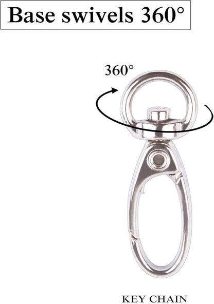 BronaGrand Pack of 50 D Swivel Trigger Clips Hooks Metal Key Ring Lobster Clasps