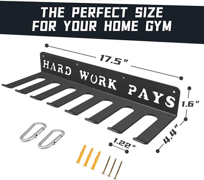 WIPHANY Home Gym Accessories Organization Storage Rack Equipment For Home 8 Hook Wall Hanger Display Gear Barbells Resistance Bands Jump Ropes Lifting Belt Hanger Accessories Hardware Included