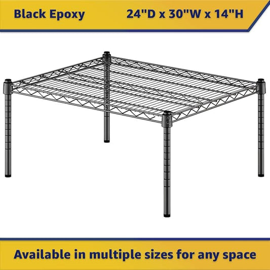 24" x 30" x 14" Black Epoxy Wire Storage Shelf, Dunnage Rack, Commercial 1 Tier Small Shelf