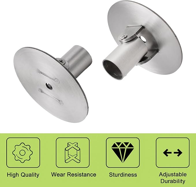 Adjustable Shower Curtain Rod Bracket, 4Pcs Different Sizes Titanium Steel Single Swivel Flange Heavy Duty Closet Rod Holder with Screws (Silver, Inner Dia. 22mm & 26mm)