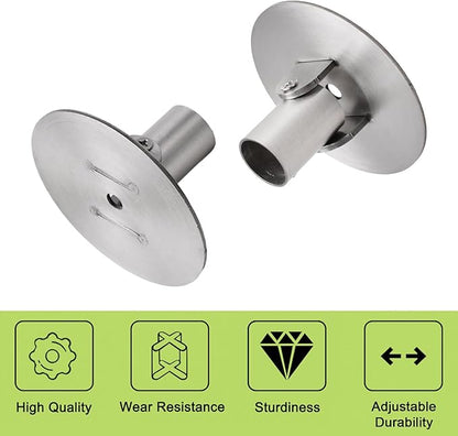 Adjustable Shower Curtain Rod Bracket, 4Pcs Different Sizes Titanium Steel Single Swivel Flange Heavy Duty Closet Rod Holder with Screws (Silver, Inner Dia. 22mm & 26mm)