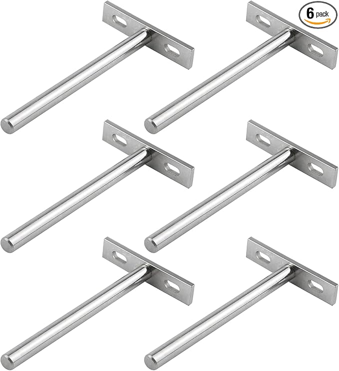 Antrader 6PCS 5" Floating Shelf Brackets Blind Shelf Supports Hidden Floating Wall Shelf Support Bracket for Heavy Duty Bracket Support