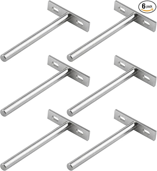 Antrader 6PCS 5" Floating Shelf Brackets Blind Shelf Supports Hidden Floating Wall Shelf Support Bracket for Heavy Duty Bracket Support