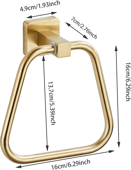 Brushed Gold Towel Ring for Bathroom 2 Pack, Kitchen Bath Towel Holder Hangers Wall Mount Heavy Duty Stainless Steel