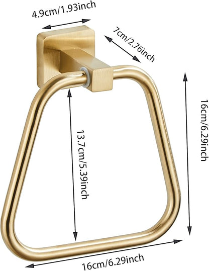 Brushed Gold Towel Ring for Bathroom, Kitchen Bath Towel Holder Hangers Wall Mount Heavy Duty Stainless Steel
