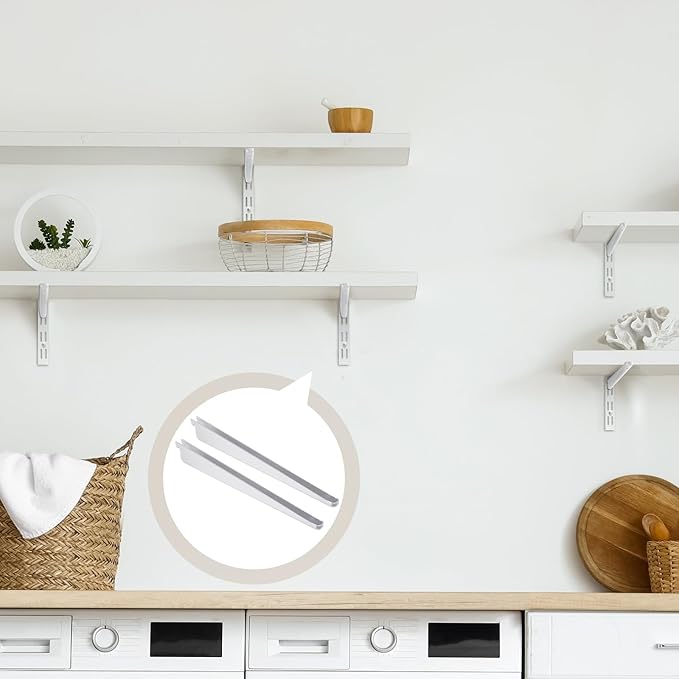 20 Pcs Adjustable Shelf Brackets for Double Track System Closet Organization Heavy Duty Wire Shelf Brackets(White,7 Inch)