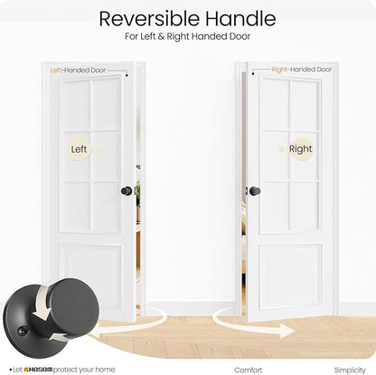 HOSOM Passage Door Knob, Matte Black Door Knobs Keyless Doorknobs for Interior Doors, Hallway, Closet and More, No Locking Door Handle