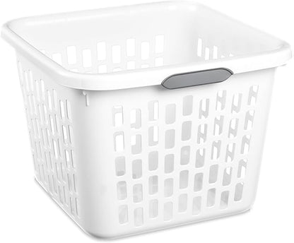 Sterilite 6-Pack 1.5 Bushel Capacity Square Laundry Basket, White – Plastic Clothes Hamper Storage with Ventilated Rectangular Holes & Large Comfort Grip Handles for Easy Carry