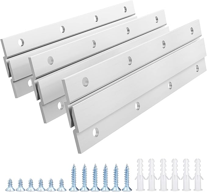 French Cleat Picture Hanger, Aluminum Z Hanger Interlocking Wall Mounting Bracket Hardware Kit Z Clips for Hanging Wall Painting, Mirrors, Panels, Artwork, Cabinet, Whiteboard (6inch-3Pairs)