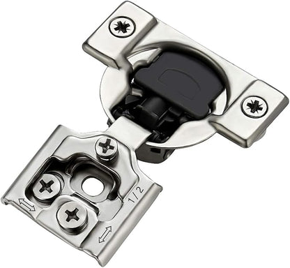 Ravinte 2 Pack 1 Pairs 1/2 inch Overlay Soft Close Hinges for Kitchen Cabinet Hinges Satin Nickel Hidden Hinges Stainless Steel Concealed Hinge self Closing