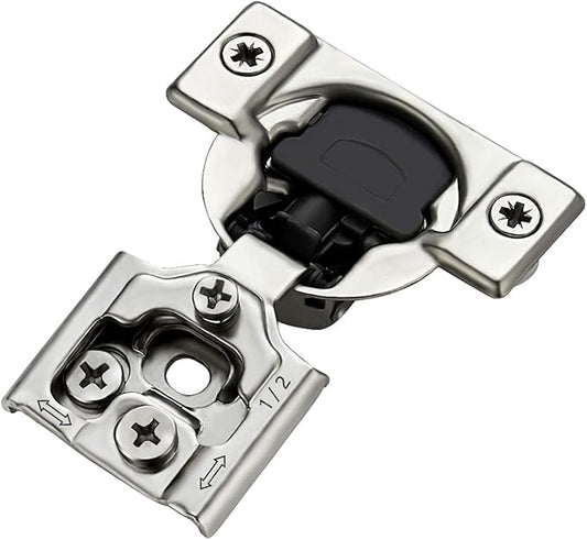 Ravinte 2 Pack 1 Pairs 1/2 inch Overlay Soft Close Hinges for Kitchen Cabinet Hinges Satin Nickel Hidden Hinges Stainless Steel Concealed Hinge self Closing