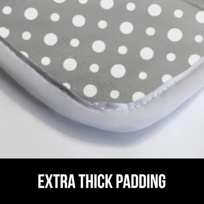 GORILLA GRIP Ironing Mat, Portable Iron Pad, Magnetic Cover for Top of Laundry Washer, Dryer, Tabletop, Countertop Padded Blanket, Silicone Coating and Scorch Resistant, Travel Size 28x24, Polka Dots