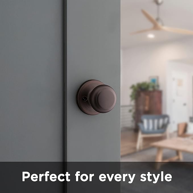 Kwikset Cove Interior Passage Door Knob, Handle for Closet and Hallway Doors, Non-Locking Doorknob, Venetian Bronze (Pack of 4)