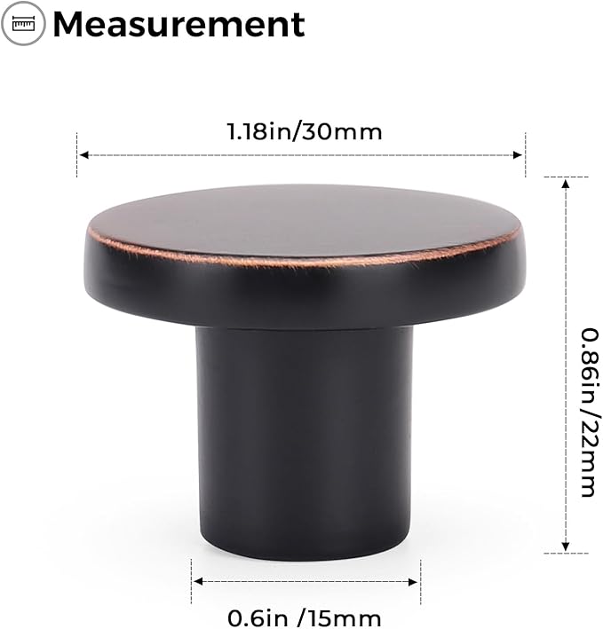 Ravinte 3 Pack Cabinet Knobs Oil Rubbed Bronze Kitchen Cabinet Knobs Round Dresser Drawer Pulls Closet Door Pulls 1-1/5 Inch
