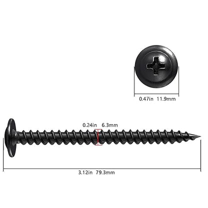 Wensilon（50 pcs）#14×3" Phillips Truss Head Wood Screws Black Galvanizing Quick Metal Self Tapping.