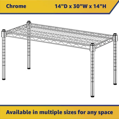 14" x 30" x 14" Chrome Wire Storage Shelf, Dunnage Rack, Commercial 1 Tier Small Shelf