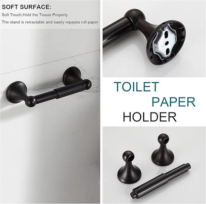 BGL Bathroom Hardware Set Oil-Rubbed Bronze Bath Towel Bars Adjustable Expandable Bathroom Accessory Set Towel Racks 8-Pieces Wall Mount