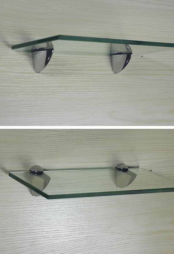 Metal Adjustable Wood/Glass Shelf Bracket Wall Mount 2 Pcs or One Pair, Polished Chrome