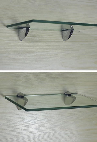 Metal Adjustable Wood/Glass Shelf Bracket Wall Mount 2 Pcs or One Pair, Polished Chrome