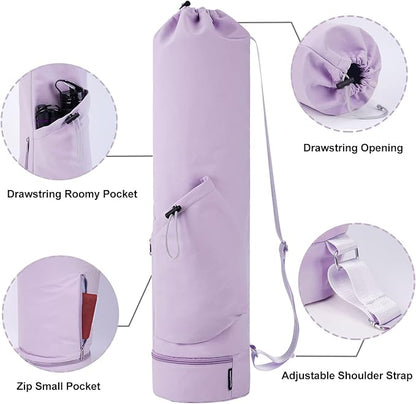 sportsnew Yoga Mat Bag with Water Bottle Pocket and Bottom Wet Pocket, Exercise Yoga Mat Carrier Multi-Functional Storage Bag, Patent pending