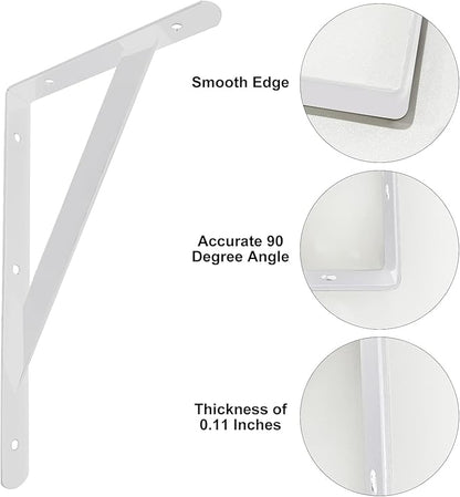 Shelf Brackets 8 Inch, for 4 6 10 12 16 20 Inch Wall Mount Bracket Wall Heavy Duty Brackets for Shelves, White, 8 x 5 Inch-4 Pairs