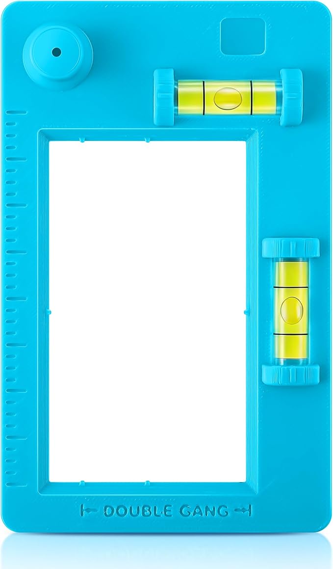 Low Voltage Mounting Bracket Template, Horizontal or Vertical Mounting Template for Single Gang and Double Gang Low Voltage Brackets, Easily Mark Out Cutouts (Blue)