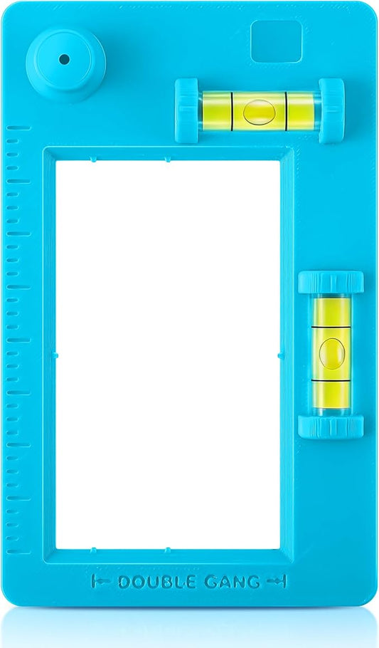 Low Voltage Mounting Bracket Template, Horizontal or Vertical Mounting Template for Single Gang and Double Gang Low Voltage Brackets, Easily Mark Out Cutouts (Blue)