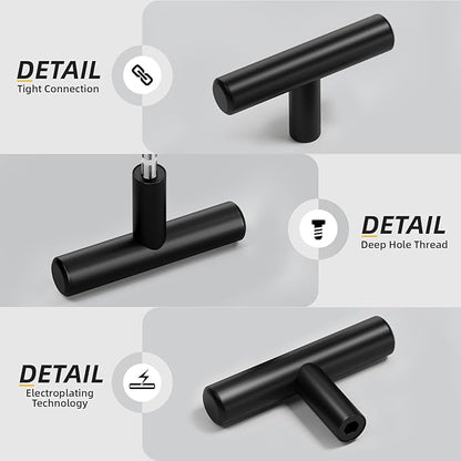 Goldenwarm 200 Pack Black Cabinet Knobs Kitchen Cabinet Knobs Black Drawer Knobs Kitchen Dresser Hardware Modern Furniture Hardware 50mm(2in Overall Length)