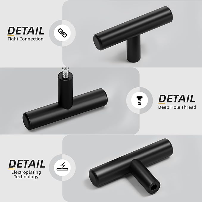 Goldenwarm 50 Pack Matte Black Cabinet Hardware Black Drawer Knobs - LS201BK Cabinet Door Knobs Metal Drawer Handles Kitchen Cupboard Pull Handles Furniture Hardware 50mm(2in Overall Length)
